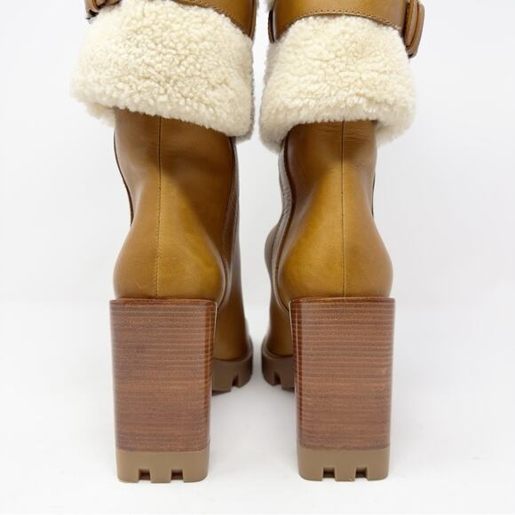 Christian Louboutin Brodeback Shearling Brown Leather Platform Boots Size 40 - Picture 7 of 14